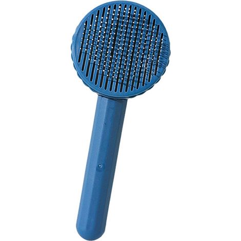 1pc Cat Dog Brush, Self Cleaning Cat Dog Grooming Brushes, Professional Stainless Steel Shedding Comb for Cats Dogs, One-Click Hair Removal, Navy Blue (1/3)