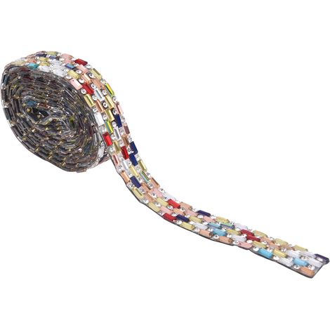 1 mètre Chaîne de strass en verre cristal multicolore, ruban thermocollant pour robe de mariée et décoration vestimentaire - Style A (1/5)