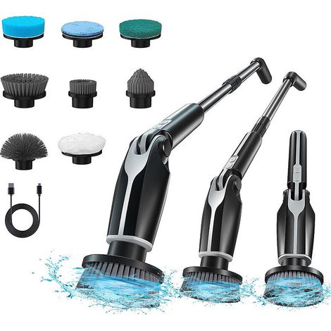 Brosse Electrique Nettoyage Rotative - Electric Spin Scrubber avec 8 Têtes de Brosse Remplaçables - 4000mAh