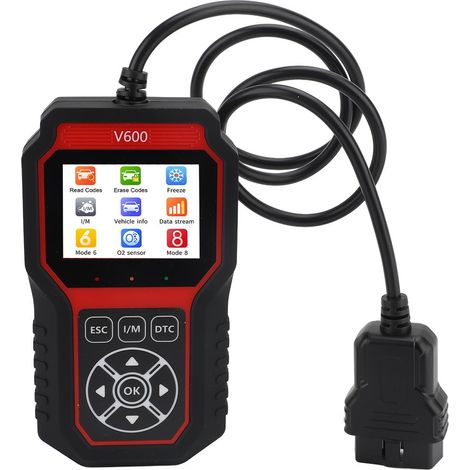 Jeffergarden Scanner OBD pour voiture V600, écran couleur TFT 2,8 pouces, messagerie instantanée à une touche, carte mémoire intégrée, lecteur de codes d'erreur du moteur (1/5)