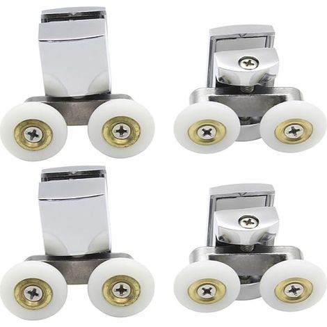 Lot de 2 rouleaux de porte de douche en alliage de zinc massif de 23 mm de diamètre, roues doubles pour porte de douche, cabine de douche, pièces de rechange pour porte de douche (1/5)