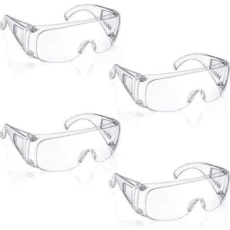 Xinlon 4 Paires Lunette Protection, Lunettes de Sécurité Transparentes, Lunettes de Protection la Sécurité en Laboratoire, Lunettes de Sécurité-LIAIKI (1/5)