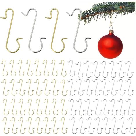 100 Stück Weihnachtsbaumhaken, Gold & Silber, Kugelaufhänger für Weihnachtsschmuck, S-förmige Aufhänger für Weihnachten (1/5)