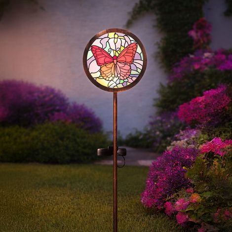 Piquet solaire papillon effet vitrail h 89cm (1/3)