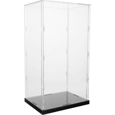 Boîte d'exposition pour maquettes, boîte de présentation en acrylique, boîte de rangement, lot de 2, noir transparent (1/5)