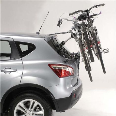 Mottez – Porte-vélos sur hayon pour 3 vélos – Charge maximale 45 kg – Fixation coffre ou hayon – Amortisseurs de vibration et protection cadre