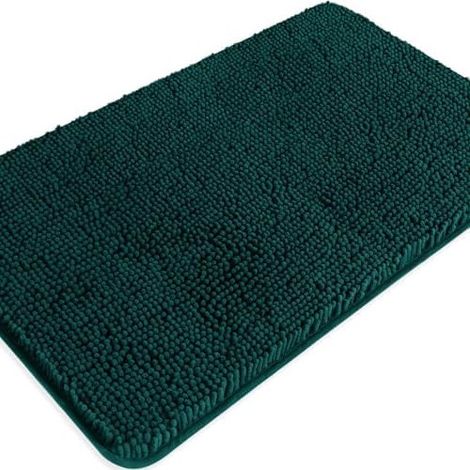 Tapis de bain bleu sarcelle foncé – Tapis de bain absorbant et lavable, antidérapant, épais et doux en chenille pour le sol de la salle de bain, la douche et le lavabo – 51 x 81 cm (1/5)
