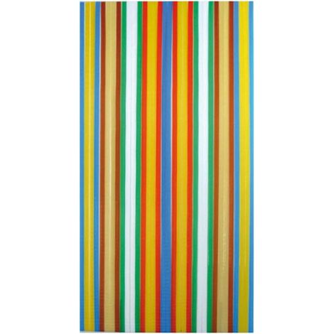 Rideau de porte en polyéthylène multicolore 90x220 cm – Largeur des lanières 24mm – 34 bandes avec crochets positionnables – Morel