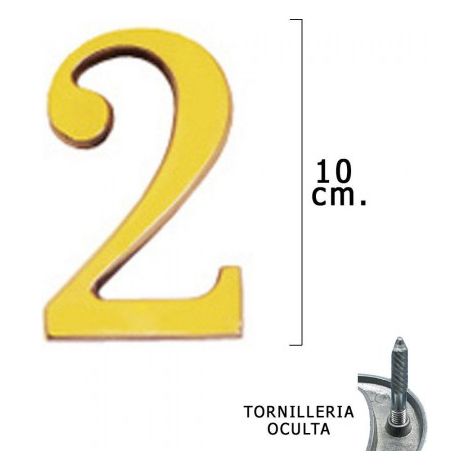 Ottone numero "2" 10 cm. con Viti Nascoste (Blister 1 Pezzo)