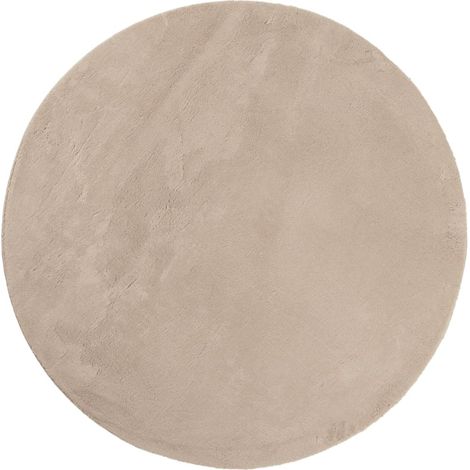 Tapis HUARTE à poils courts doux et lavable sable Ø 80cm (1/5)