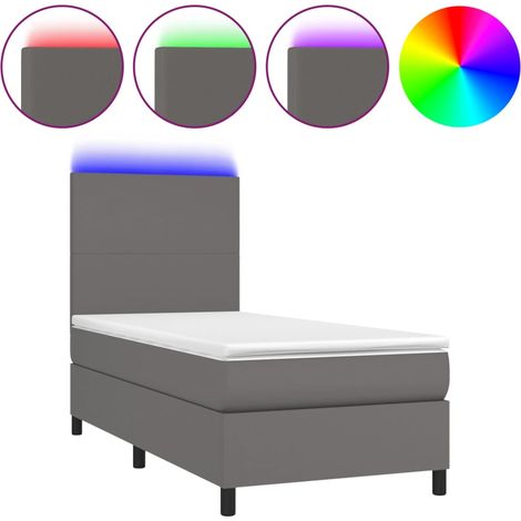 Maison Exclusive - Boxspringbett mit Matratze & LED Grau 80x200 c