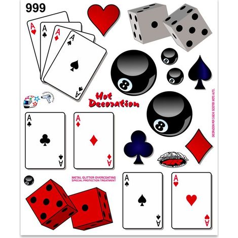 Adesivi Stickers Giganti Carte Palla 8 Dadi 24 x 20 cm (1/4)