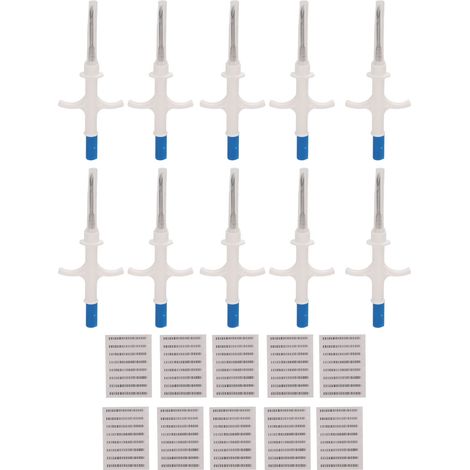 Ortviai Puce RFID pour animaux 10 pièces – Puce d’identification ISO 11784/11785, 1,25 × 7 mm, stérile et biocompatible