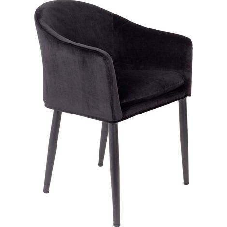 Fauteuil de table design en velours - Noir - CATELYN (1/6)