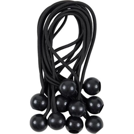 BUNTHAUS Lntyq Tendeur Elastique avec Boule 25 pièces 20cm - Sandow Elastique pour Fixation rapiden bâche, Tente, bannière.., Noir