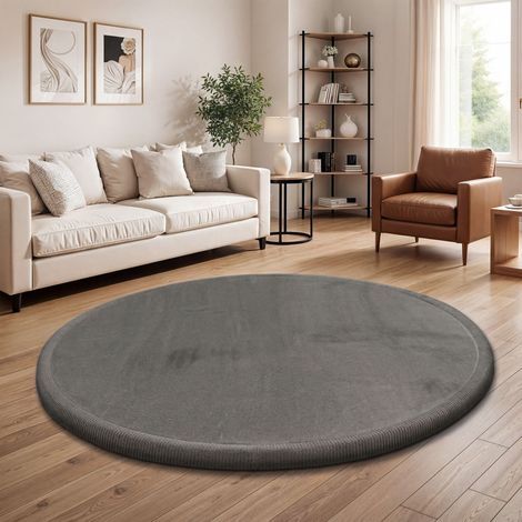 Paco Home Kinderteppich Kinderzimmer Teppich Baby Spielteppich Flauschig Rutschfest Deko Grau, 200 cm Rund