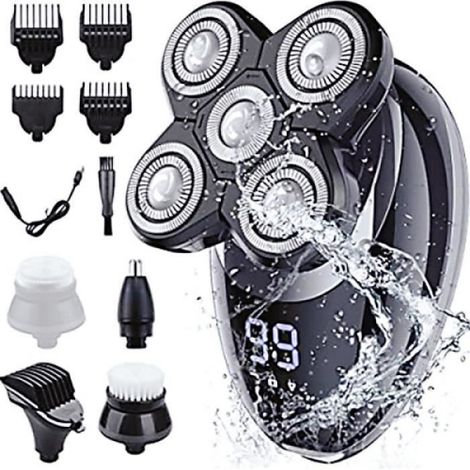 Rasoir Électrique - 5 Têtes Rotatives - Étanche IPX7 - Rechargeable USB - Écran LCD - 1 Pièce (1/5)