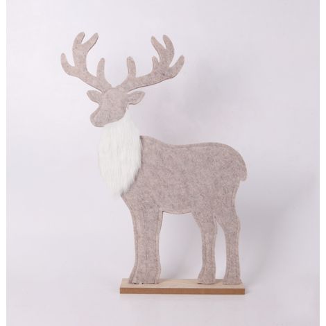 Dekoaufsteller Rentier Holz 40 x 28 cm grau natur Weihnachtscharaktere