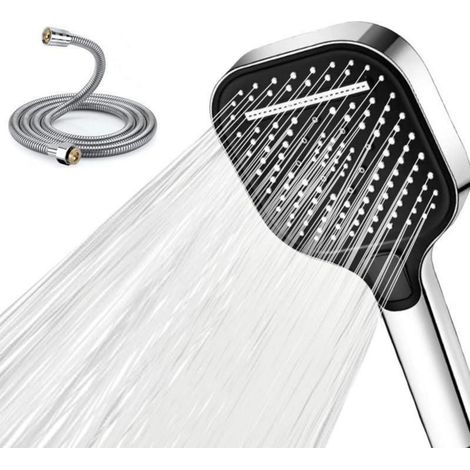 Duschkopf mit Schlauch 1.5M, 3 Strahlarten, Wassersparend, Eckig Chrom (1/5)