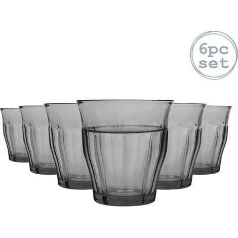 Gobelets - DURALEX - Picardie - Verre trempé - 250ml - 6 pièces - Gris