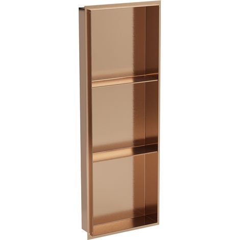Mexen X-Wall-NR Nischenregal ohne Flansch mit Regal 90 x 30 cm, gebürstetes Kupfer - 19C1903010S (1/5)