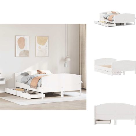 Massivholzbett ohne Matratze Weiß 120x200 cm Kiefernholz - Bettgestell - Bettrahmen - Schlafzimmermöbel - Möbel Schlafzimmer (1/5)