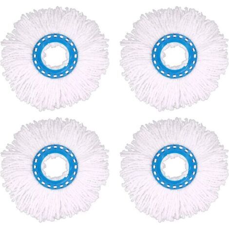 4Pcs Têtes Microfibre Balai, Tête de Vadrouille Rechange Rond Têtes Mop Rotation à 360 pour Nettoyage des Sols (Diamètre 16 cm) (1/5)