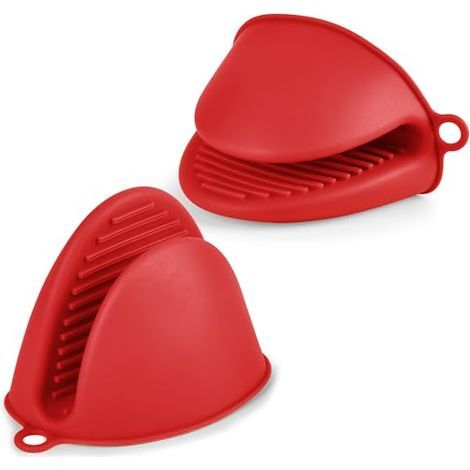 Dicke Silikon-Ofenhandschuhe, 1 Paar hitzebeständige Ofenhandschuhe, rutschfeste Küchenhandschuhe, hitzebeständige Ofenhandschuhe zum Kochen, Grillen und Backen (Rot) (1/5)