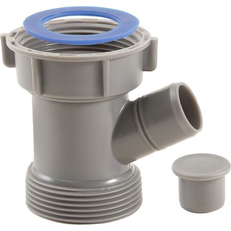 Raccord d’évacuation évier avec prise lave-vaisselle, adaptateur siphon avec entrée latérale, joint et bouchon, connecteur de vidange pour cuisine et tuyau de trop-plein (1/5)