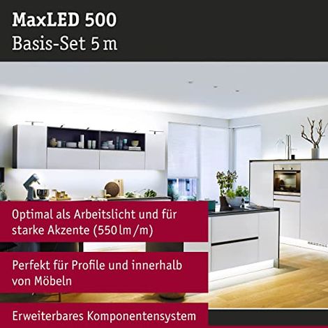 Paulmann MaxLED 500 70605 Kit base striscia LED con spina 24 V 5 m Bianco luce del giorno 1 pz. (1/3)