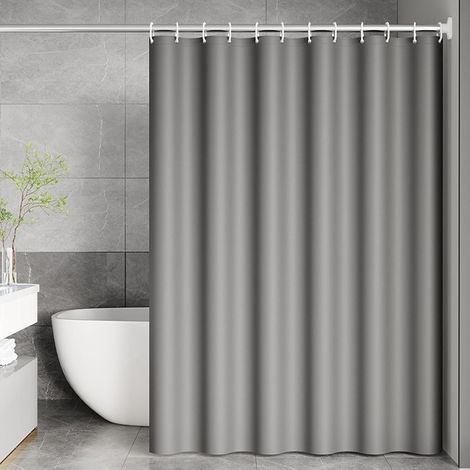 Solid Gray Shower Curtain — Decorative Polyester Bathroom Curtain (180 x 200 cm) (1/5)