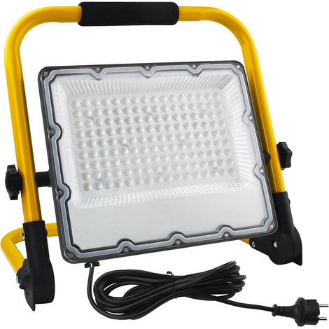 Projecteur LED Chantier 100W - Éclairage de Chantier Puissant et Étanche IP66,Lumière Blanche 6500K, 10000 Lumens avec Prise Schuko et Cordon de 4M - Idéal pour Travaux Intérieurs et Extérieurs (1/5)