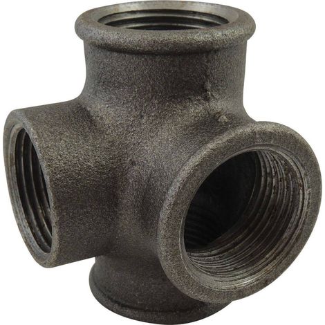 Distributeur en Té 4 Voies  Fonte Malléable Noire F/F/F/F EN 10242 1/2''