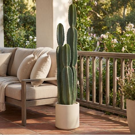 Pianta artificiale cactus 25x25x111 cm in EVA verde con vaso decorativo - MEUBLIV (1/5)