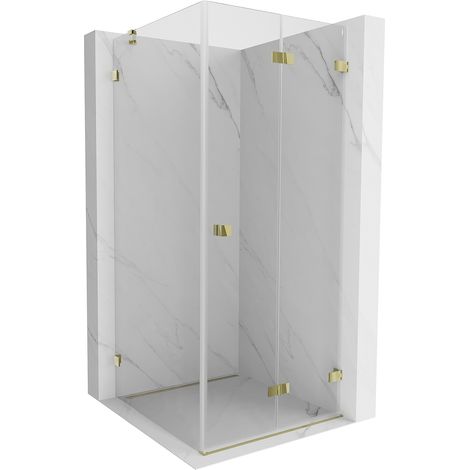 Mexen Lunar-F faltbare Duschkabine rechts 80 x 80 cm, transparent, gold - 836-080-080-50-00-P (1/5)