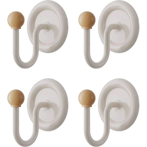 Lot von 4 gehäkelten Klebebändern ohne Haken – Kreise mit Holzadern, Multifunktion für Servietten und Bademäntel, Stützen für Wände im Badezimmer, Küche, Toilette und Büro (1/5)