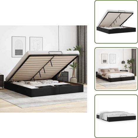 Ottoman-Bett ohne Matratze Schwarz 180x200 cm Kunstleder - Ottoman-Bett - Ottoman-Betten - Bettrahmen - Bettgestell