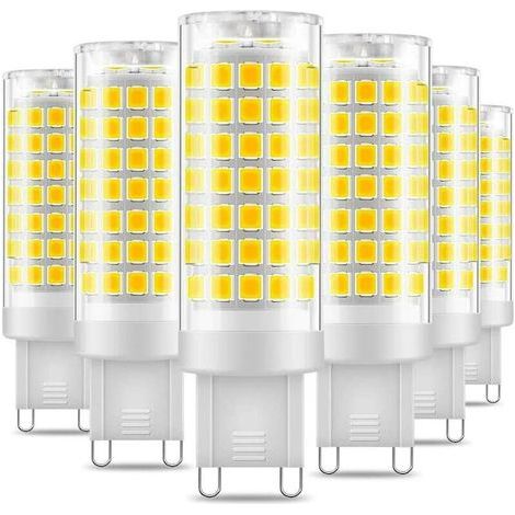G9 Flicker-Free LED Bulb, 7W LED Bulbs, Cool White, 6000K, 650lm, Energy Saving Equivalent to 60W Halogen Light, 360 Degree Angle, AC 220-240V, Pack of 6 (1/4)