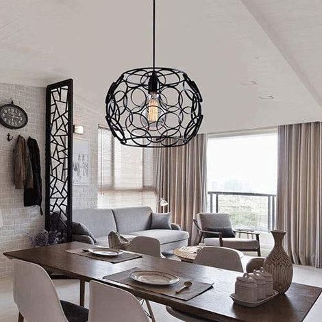 Lustre créatif en fer forgé ajouré, culot à vis E27, style industriel rétro, 4 watts, 3000K, convient pour l'éclairage du plafond d'une chambre. (SKU produit : 73128931 SKU Offre : mwt2026.5.27-26) (1/5)