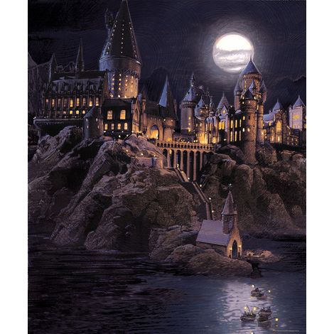 Papier peint panoramique Harry Potter Poudlard 2.7 x 2.25 m – Intissé facile à poser – Écologique certifié FSC – Décoration chambre enfant/ado (1/4)