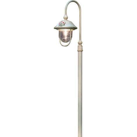 Palo Esterno Classico Bari Metallo Ceramica Bianco Sfumato Oro 1 Luce E27 (1/5)