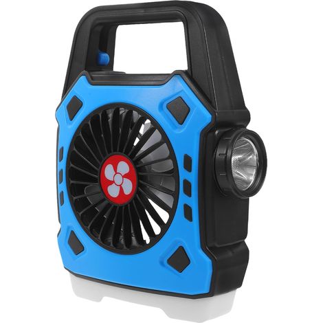 Lanterne de Camping Portable Ventilateur Portatif Bleu Abs Lumière Camping Mode Travail, Fête Estivale pour Randonnée et Aventures en Plein Air, Fan Personnel Rechargeable (1/5)