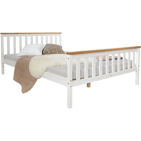 Letto matrimoniale per due persone 140x200 cm in legno con rete a doghe LIT06159