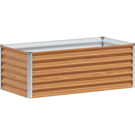 Garden Raised Bed Light Brown 98 x 50 x 36 cm Galvanised Steel vidaXL