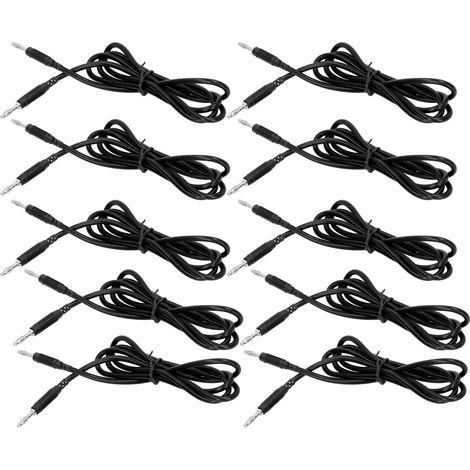 Lot de 10 cordons de test banane 4mm mâle-mâle, laiton PA, 32A 1000V, kit pour tests électriques, noir (1/5)