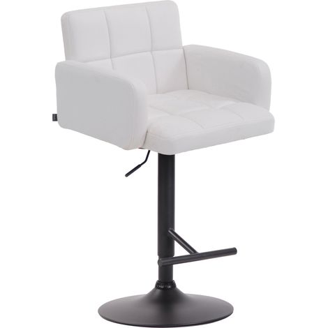 Taburete de bar con reposabrazos y cómodo respaldo en sintético blanco patas negro mate TDB10472 (1/3)