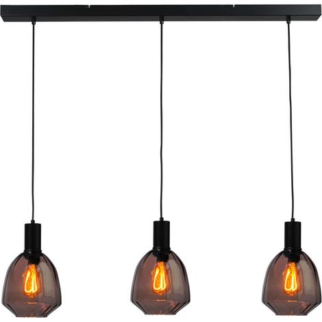 Lampe suspendue 3 lumières - noire - Porto avec des lunettes rouges Nicolette - 2711-05-05-100-3-13 (1/3)