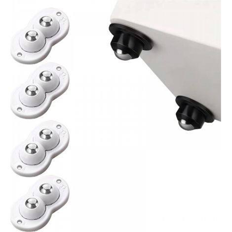 Lot de 4 mini roulettes adhésives blanches – Roulettes coulissantes universelles – (avec 2 billes en acier inoxydable) (1/5)