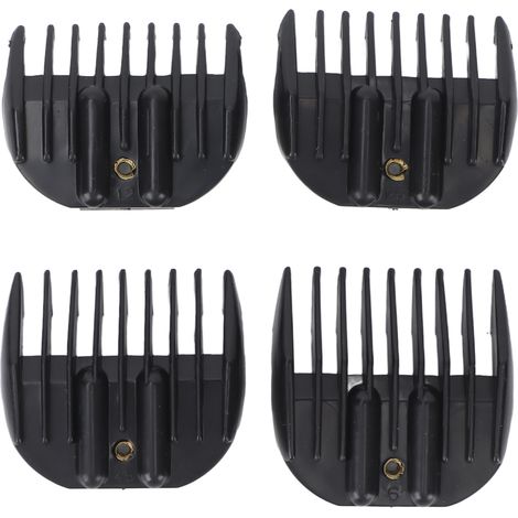 Lot de 4 sabots de guidage pour tondeuse à cheveux professionnelle, compatibles avec toutes les tondeuses universelles (noir). (1/5)