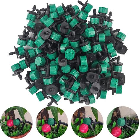 100 Pcs Goutteurs Irrigation Réglables,Irrigation Drippers Goutte Goutteurs Irrigation Goutte à Goutte,Tête de Gicleurs D'irrigation,pour Parterres de Fleurs, Jardins, Pelouse à Plante(Vert) (1/5)